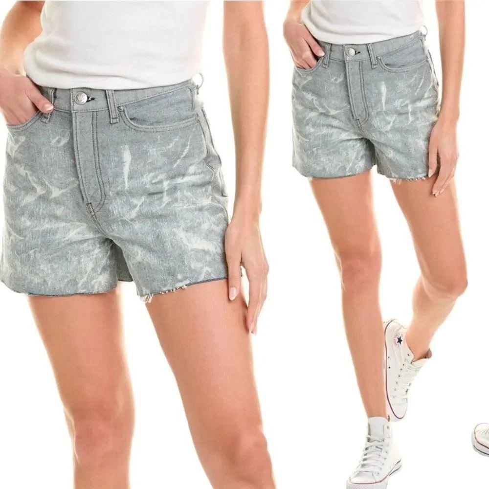 Rag & Bone Maya High Waist Tie Dye Shorts Light Grey & white